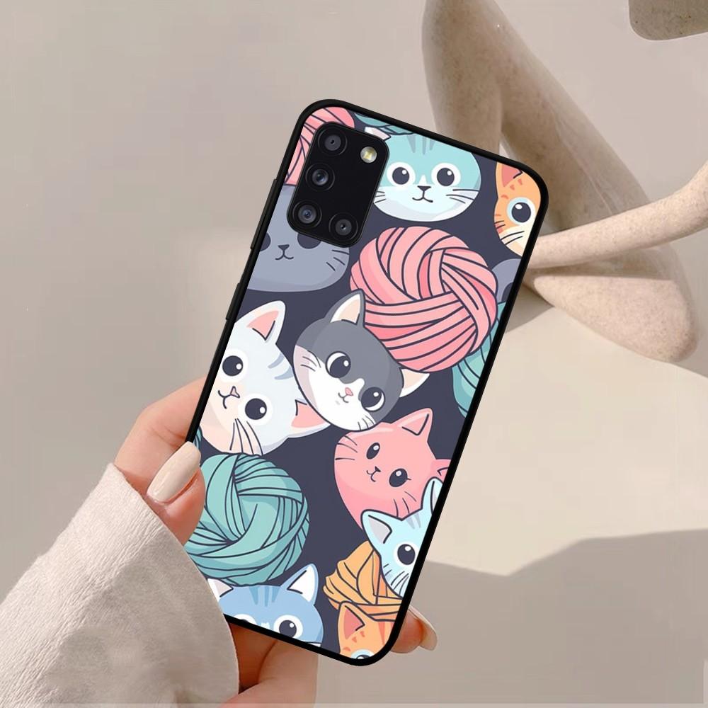 Cartoon Cute Cats Background Phone Case For Samsung A 10 11 12 13 20 21 22 30 31 32 40 51 52 53 70 71 72 73 91 13 Shell