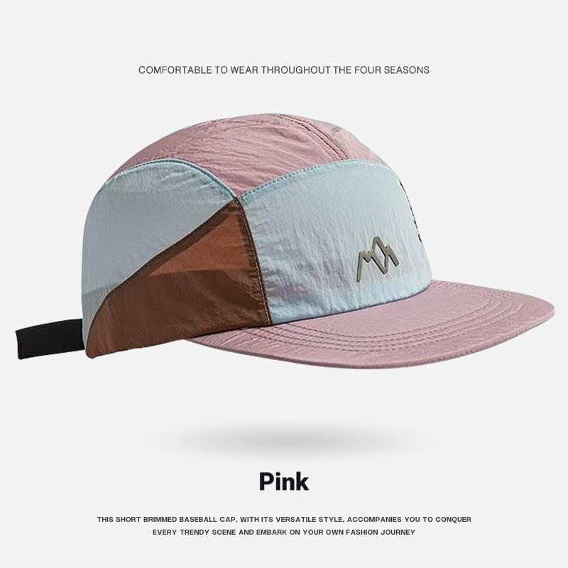 Unisex 5 Panel Cap Short Brim Baseball Cap Color Block Mountain Hat Outdoor Hiking Breathable Streetwear Casquette Men Women