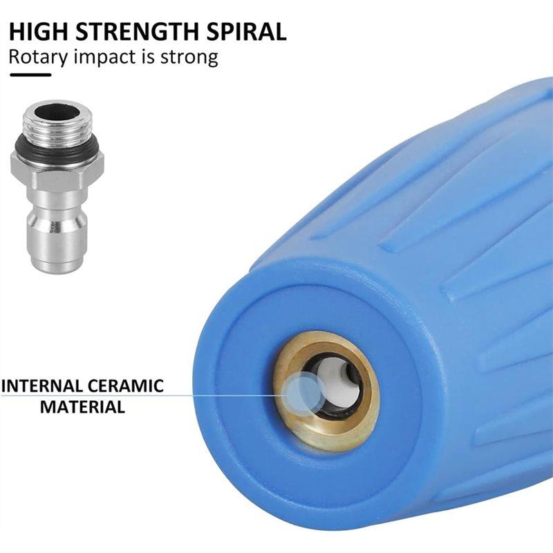 A25F-For Yard Suitable 1Set/5PCS High-Pressure Cleaning Turbine Nozzle, 360° Rotation 1/4" Quick Connect Cleaning Head