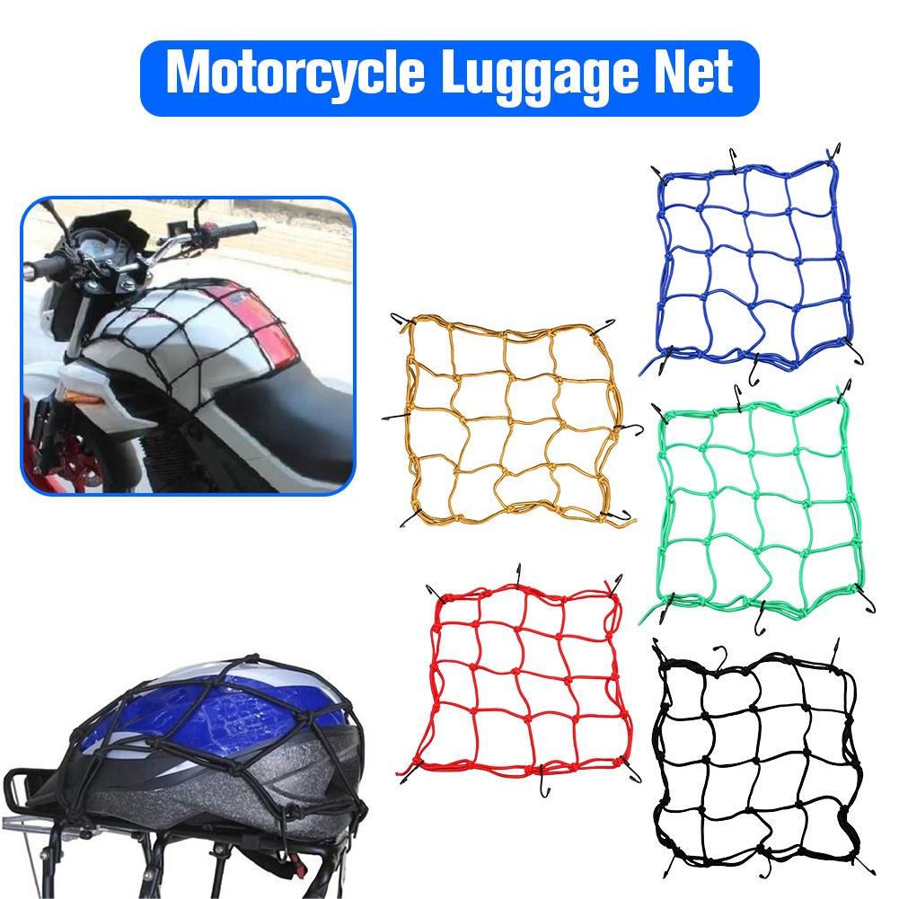 Adjustable Motorcycle Elastic Luggage Net With Hooks: 30x30cm Sizes For Cargo/Helmet Fixing Mesh – Also Fits Bike Fuel Tanks