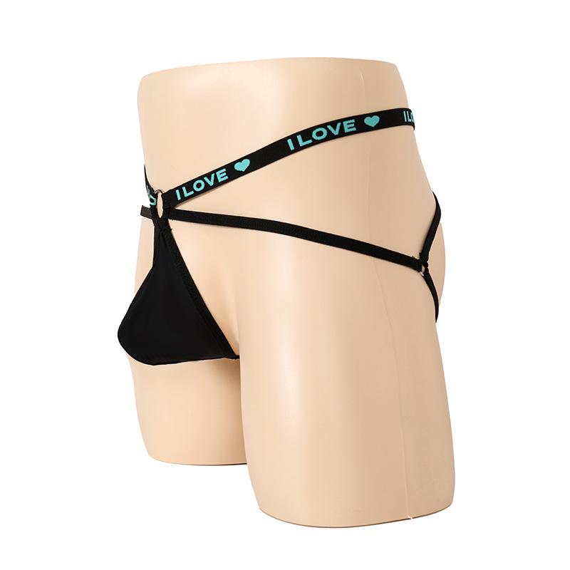 Men's sexy thongs, suspenders, elastic pockets, transparent men's T-pants, sexy boxers
