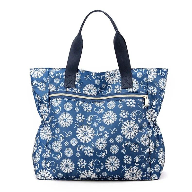 Large Top-handle Bag Women's Shoulder Bag Ladies Light Bag Nylon Handbags Floral Pattern Tote Bags Beach Bolsa Feminina