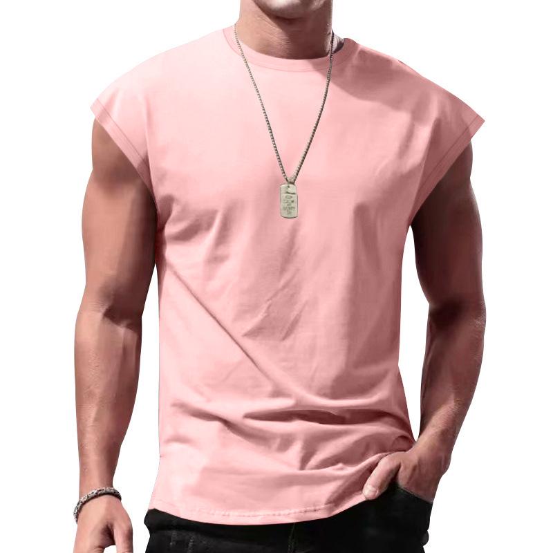 Cross-border 2025 Men's Summer Sleeveless T-shirt - Youth Loose Fit Solid Color Thin Tank Vest