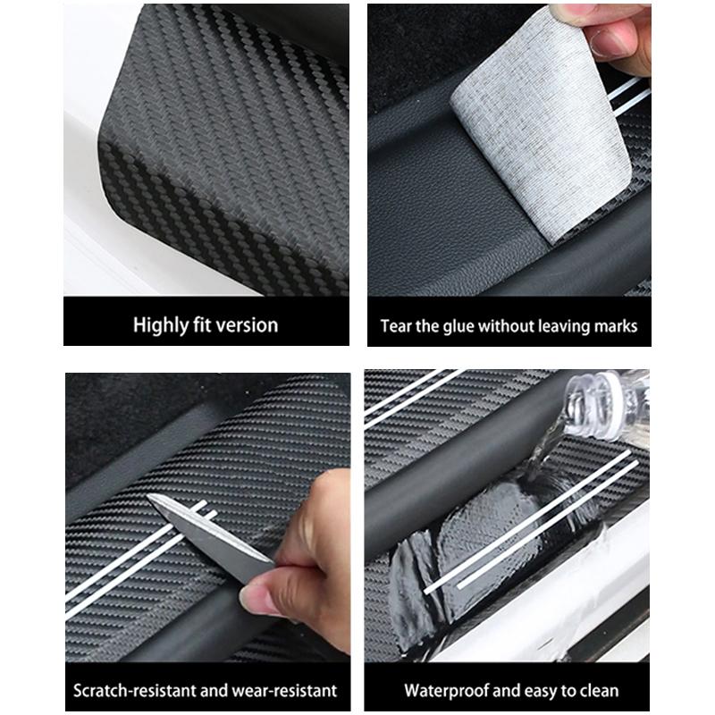 Car Rear Trunk Door Sill Bumper Guard Plate Stickers for BYD Atto 3 EV 2022 2023 Logo Carbon Fiber Anti Scratch Protector Decal
