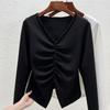 Autumn New Top with Bottoming Shirt Inside, Pleated Shirt with Long Sleeves Outside