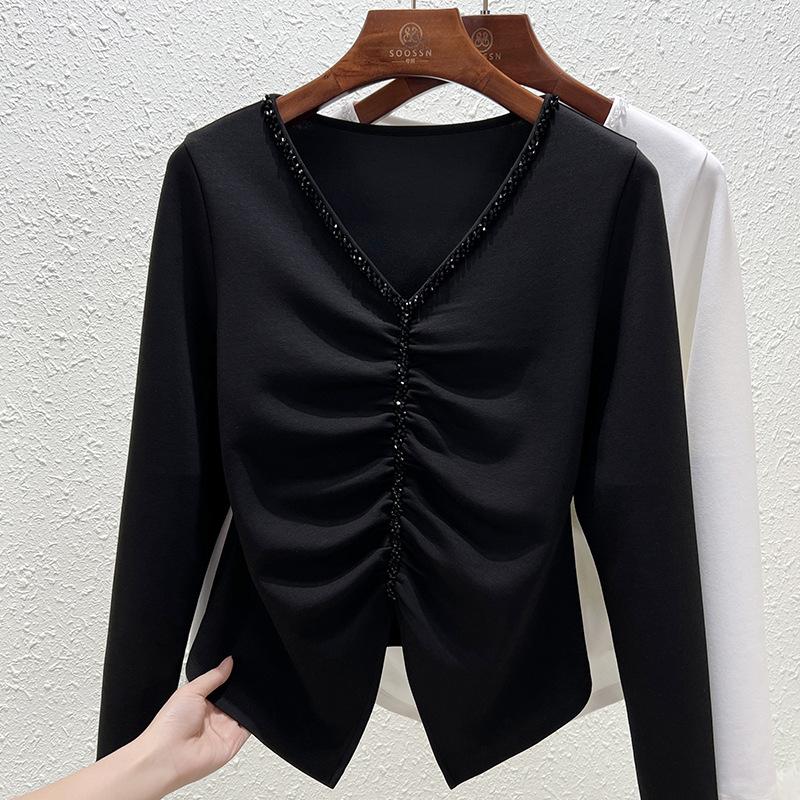 Autumn New Top with Bottoming Shirt Inside, Pleated Shirt with Long Sleeves Outside