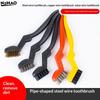 3Pcs Curved Handle Brush Kit Wire Brush Set For Cleaning Welding Slag And Rust Removal Industrial Scrubbing Brush