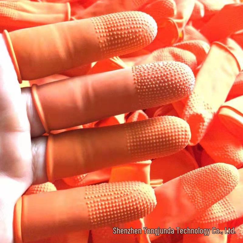 Оранжевые одноразовые латексные напальчники, противоскользящие, износостойкие 10 pcs, Large (L)