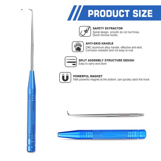 Magnetic Bottom Spiral Design Hook Retractor Anti-skid Handle Tube Storage Detachable Stainless Steel Fish Hook Remover Fishing Equipment