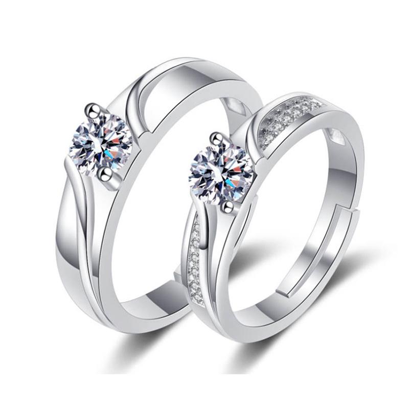 Classic Couple Rings For Men Women CZ Stone Trendy Wedding Lovers' Ring Jewelry Romantic Valentine's Day Present Ring Accessory