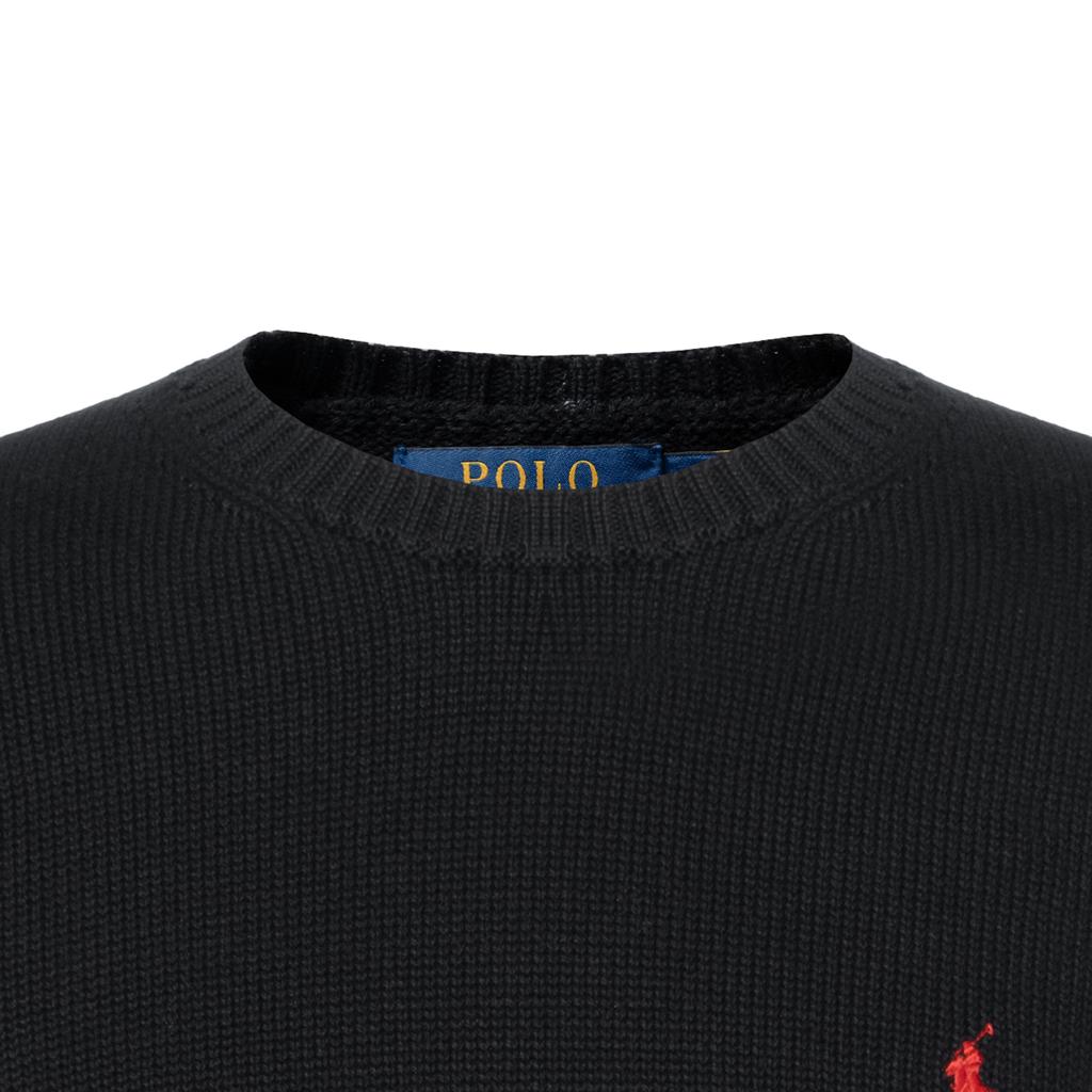 Polo Ralph Lauren Solid Loose Fit Crew Neck Knit Sweater Men Sweater Black 710810846-020