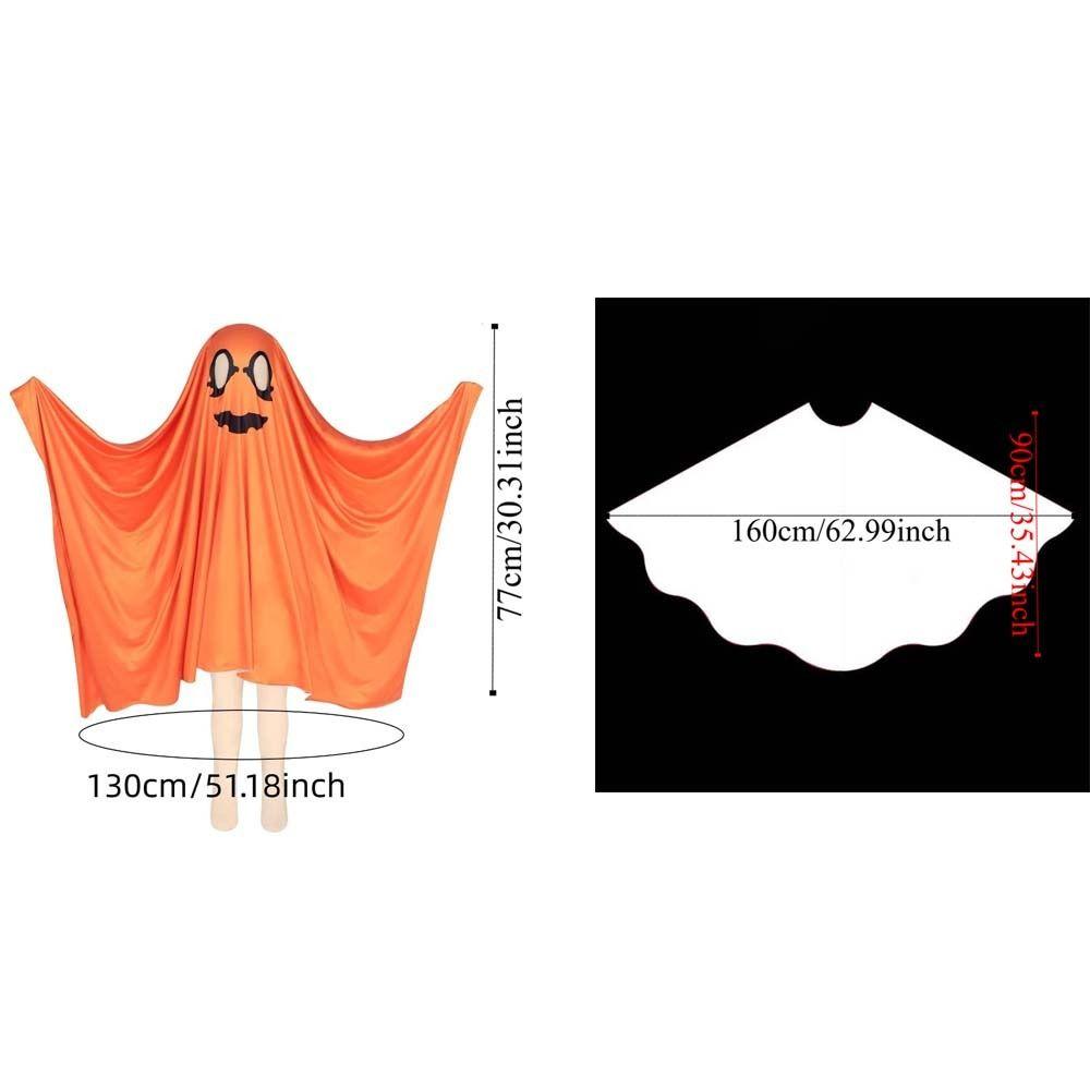 White Halloween Cloak Cape Fright Clothes Trick-or-Treat Spooky Pumpkin Cloak Full Suit Smock Style Ghost Cosplay Costume