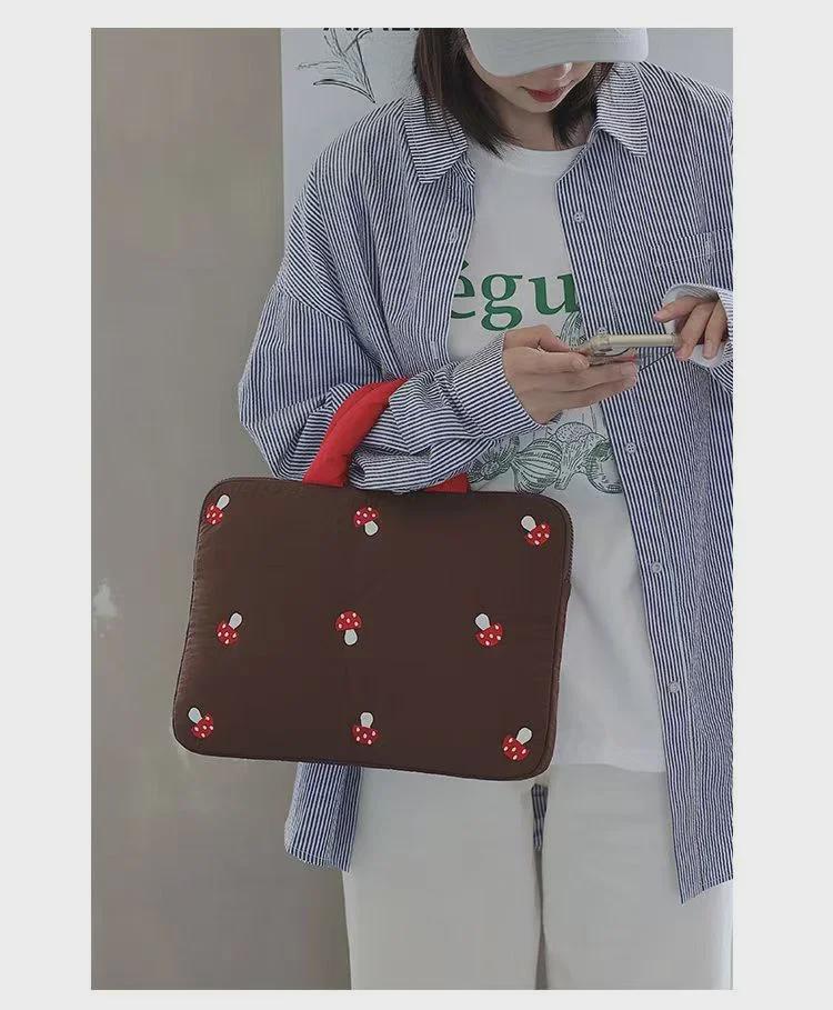 Mushroom Contrast Women's Shockproof Laptop Bag for 14-16 Inch Apple Computers & iPad Storage