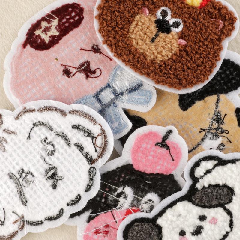 Cartoon Animal Embroidered Chenille Cloth Patch - Adhesive Towel Accessory