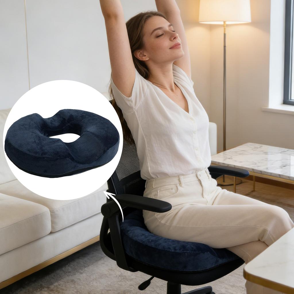 Memory Foam O-Shaped Hollow Seat Cushion – Slow Orthopedic Cushion For Chair, Car, Or Home. Breathable Mesh Fabric, Pressure-Relieving Hollow