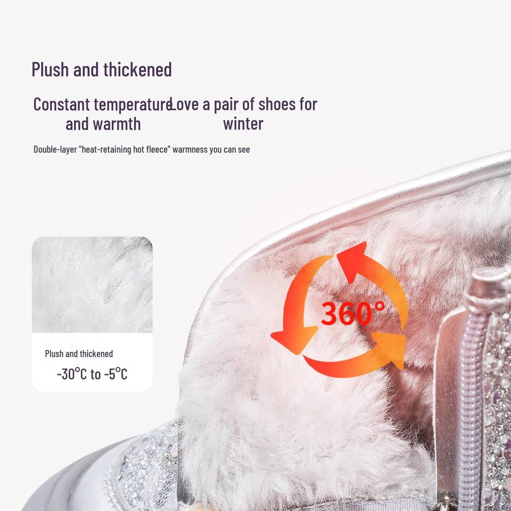 2025 Winter Girls' Fleece-Lined Snow Boots - Warm & Stylish for Cold Weather