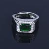 Wosikate Classic Square Emerald Green Gemstone Ring For Men   Copper Jewelry Wedding Band Accessories Gift Open Size
