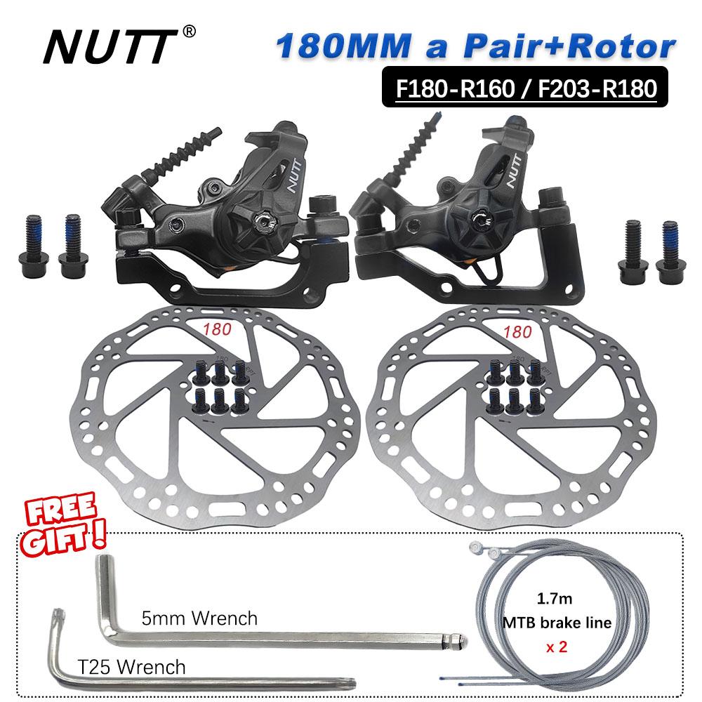 NUTT MTB Mountain Bicycle Discs Brake Red Color Brakes Line Caliper 160MM Disk 180MM Rotor For BMX Scooter Front Rear Bike Parts