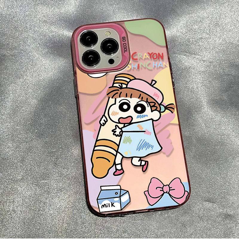 Applicable to Apple 11/11 colored silver mobile phone case Huawei OPPO Xiaomi vivo new fun crayon Xiaokui anti-drop