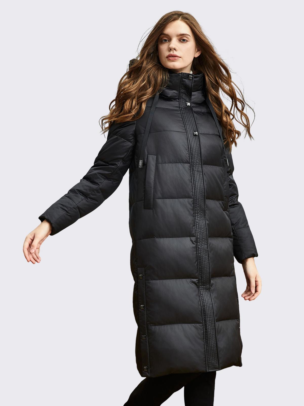 

JAZZEVAR Женская зимняя парка Длинная хлопковая куртка Теплая утолщенная с капюшоном Свободная модная женская куртка M чёрный