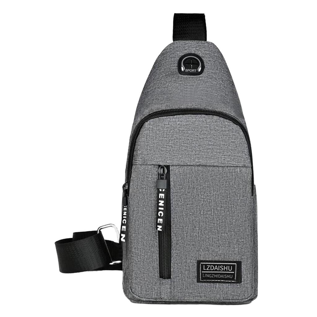 Mens Chest Bag Pack Sport Waterproof Casual Daypack with Earphones Cable Hole Shoulder for