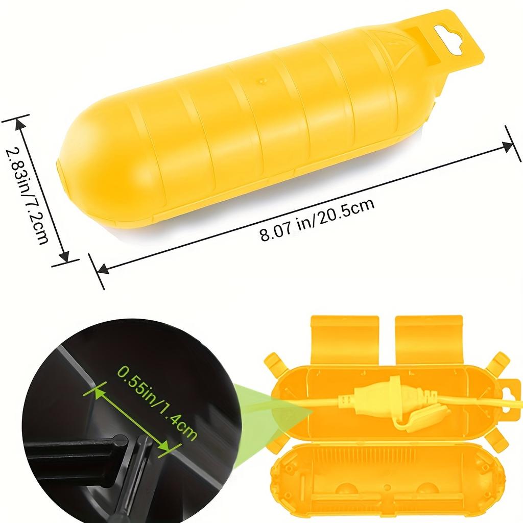 Extension yellow Cord Safety Cover with Waterproof Seal, Weatherproof Electrical Connection Box to Protect Outdoor Outlet Plug