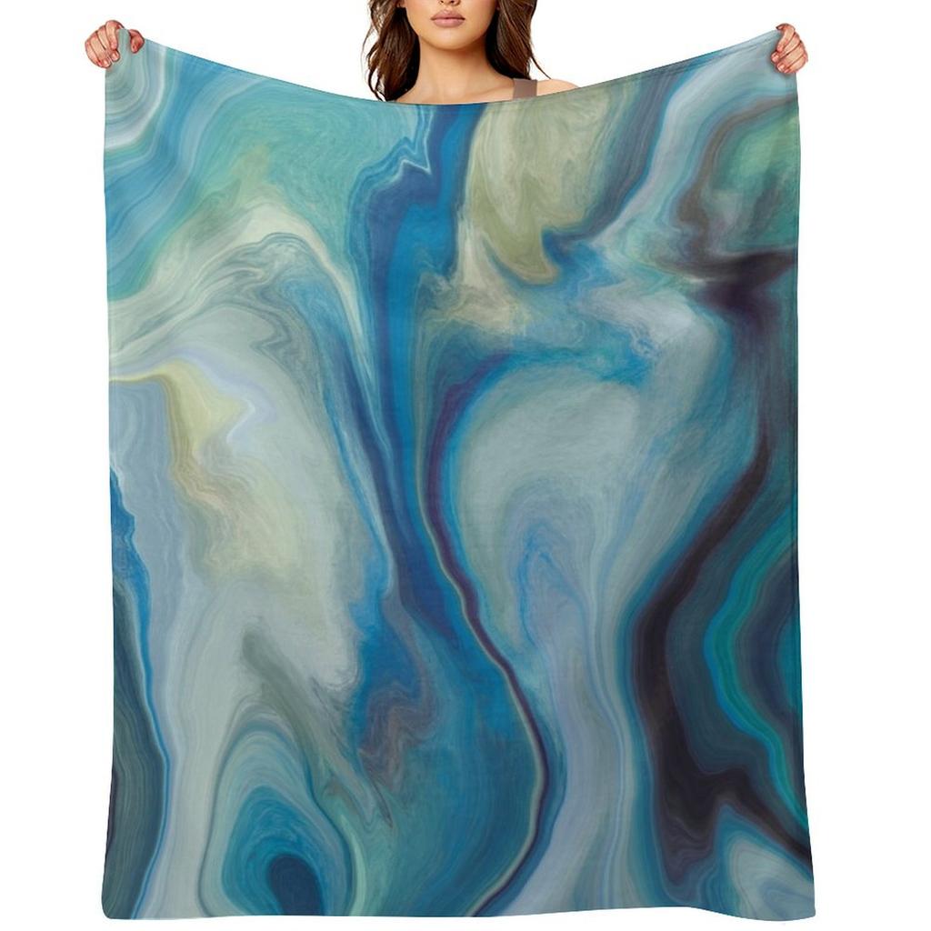 Cool Ocean Pools Marble Pattern - Blue Palette Throw Blanket For Sofa Thin Sofa Throw Sofas Sleeping Bag Blankets