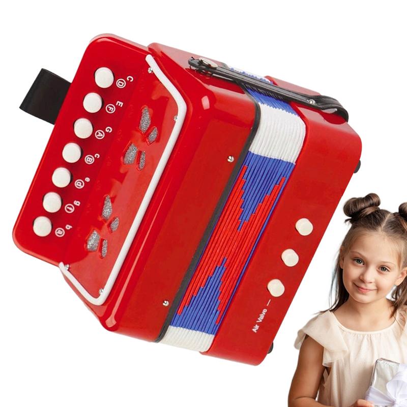 

Button Accordion Button Toy Instrument For Kids Portable Accordion Musical Instruments Birthday Gift For Children Boys And Girls червоний