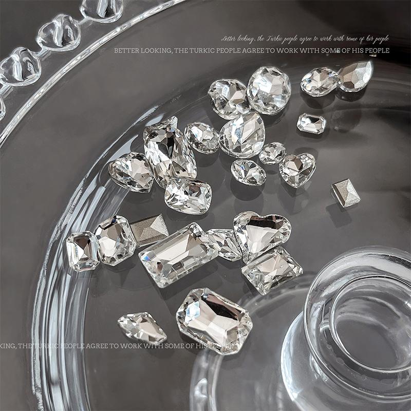 5Pcs Sparkle Sharp Diamond Nail Art Rhinestones Jewel Decoration Mix Clear White Nail Charms Ornaments