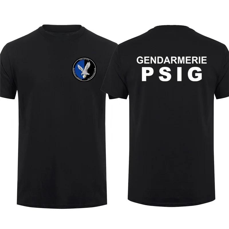 Short Casual Cotton ShirtsFrench Gendarmerie T Shirt Short Sleeve Gendarmerie PSIG T-shirt Man Sweat-absorbent T-shirt Tops Tees