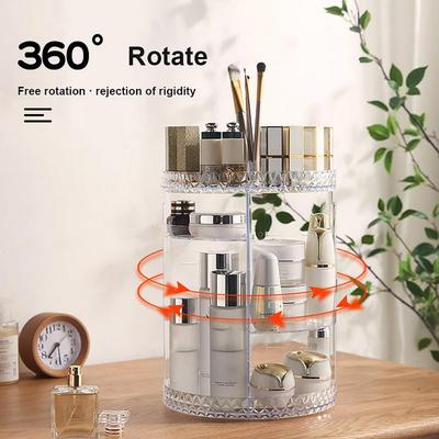 Scatola portaoggetti per organizer per trucco con capacità Organizer per trucco rotante a 360° di grande capacità con strati regolabili per vanità