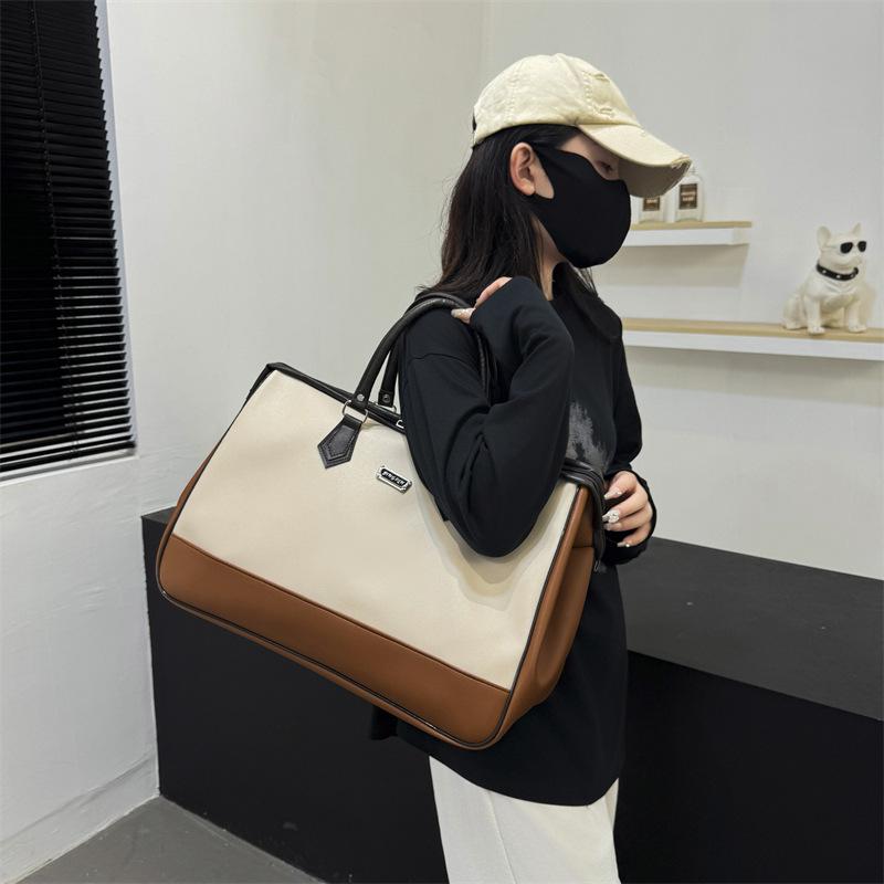 Women's business trip storage bag large-capacity splicing large-capacity hand luggage bag simple Korean version underarm fitness bag