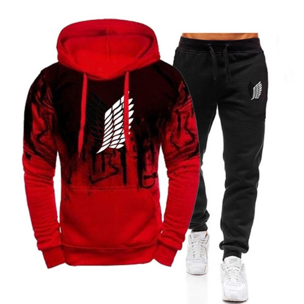 Neues Herren-Sportset Zweiteiliges Kapuzenpullover Herren-Casual-Herbst- und Winter-Kapuzenpullover+Hosen Modisches Herrenset