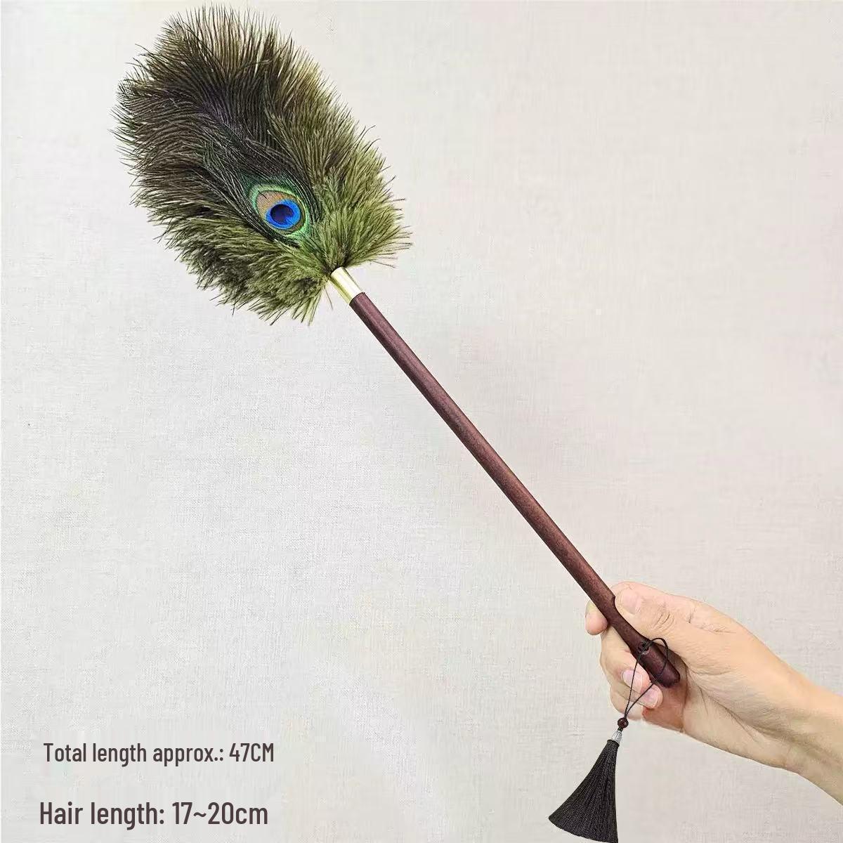 High-Grade Retro Walnut Ostrich Feather Duster: Anti-Static Household Cleaning Tool