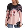 2024 Women's Floral Print Crew Neck Long Sleeve Casual Autumn T-shirt
