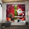 2 Pieces of Santa Claus and the Christmas Tree Printed Curtains   Pole Bag Curtains   Home Decoration   Room Decoration
