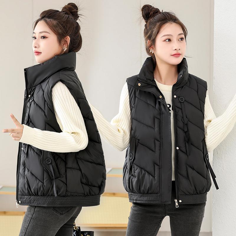 Down cotton vest women's new autumn and winter short vest European products are popular this year, Xiaoxiangfeng vest