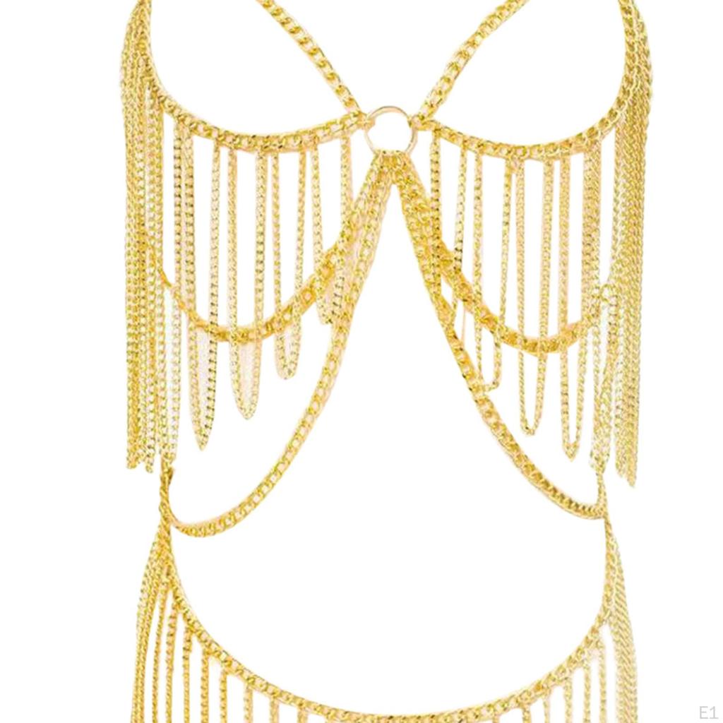 Lady Women Bra Swimsuit Chain Fringed Dangle Statement