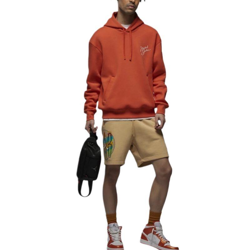 Jordan Flight MVP Letter Print Thickened And Fleece Lined Pullover Sweatshirt Men's Rush Orange DV7577-817