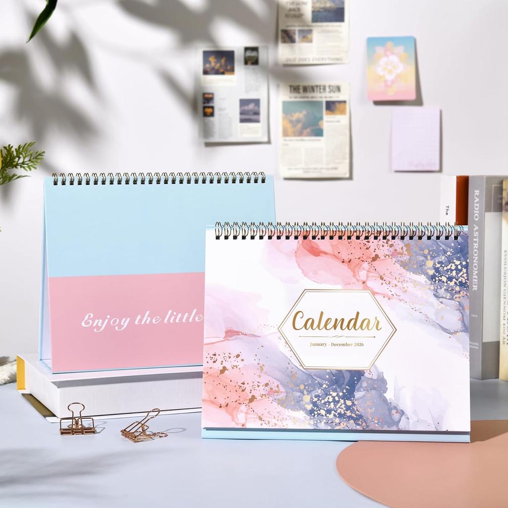 2026 Desk Calendar - 12 Months Desk Calendar 2026, January - December, 9.8'' x 8.3'', Standing Flip Desktop Calendars with 4 More Months Reference