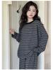 2025 Girls' Striped Cotton Pajamas Set - Long Sleeve Autumn Homewear for Little & Big Girls