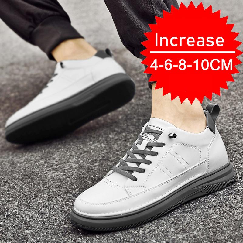 Men's Casual Elevator Shoes, 6-8cm Height Increase Sneakers, White Black Taller Lift Shoes, Breathable Walking Footwear