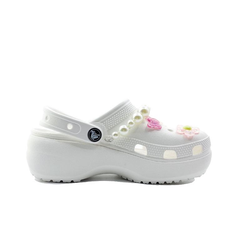 Crocs Classic Platform Clog EVA Beach Travel Versatile Fashion Trend Hole Shoes Unisex White