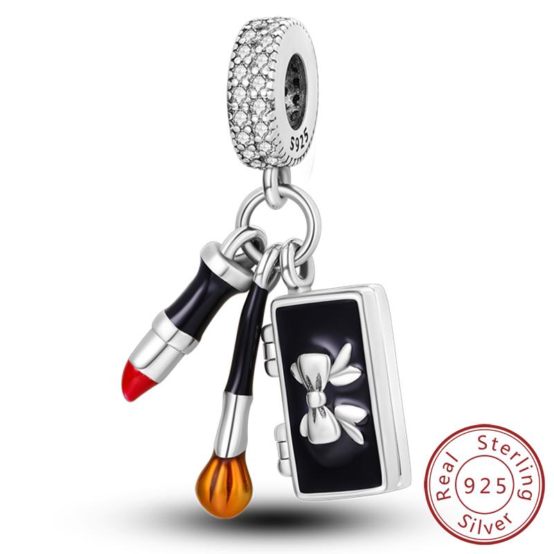 Red Series Charms Beads Pendan Copper Suitcase Red Wine High Heels Cherry Charm Fit Original Bracelet Woman Jewelry