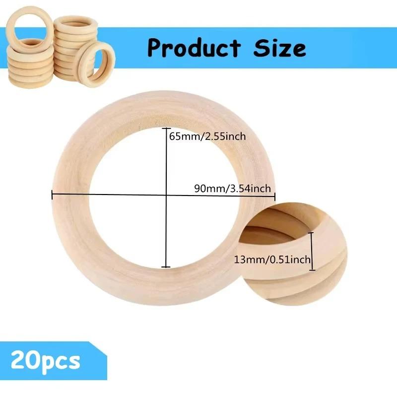 Wooden Rings for Crafts, Natural Wood Rings for Macrame, Jewelry Making, and DIY Crafts