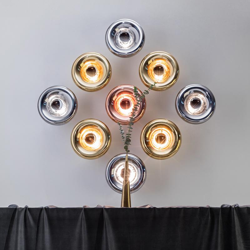 Nordic Wall Light Glass E27 LED Wall Lamp Modern Round Sconces Indoor Lighting Room Decor for Bedroom Living Room Bedside Light