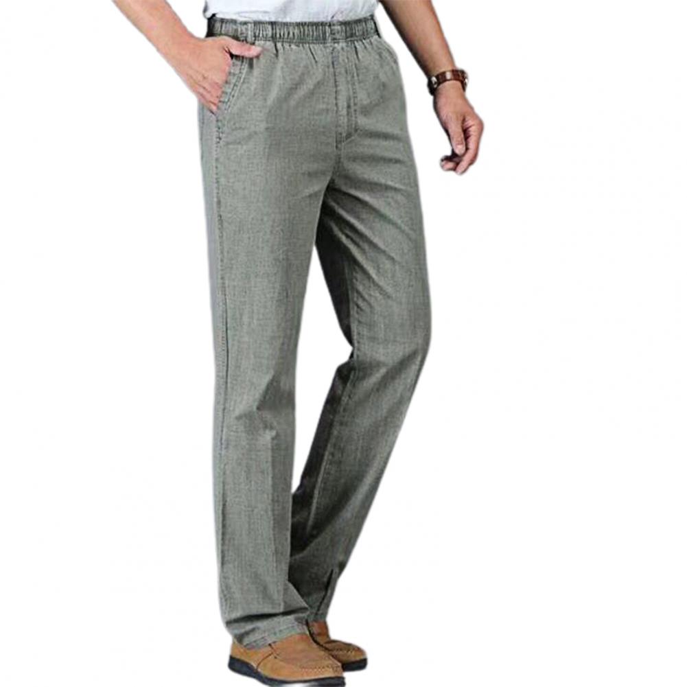 Klassische Herrenhose mit hoher Taille und tiefem Schritt, schnelltrocknende Herrenhose, elastischer Bund, gerade, dünne Hose für den täglichen Gebrauch