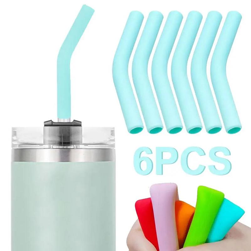 6Pcs/Set Soft Silicone Straw Covers Straws Tips Covers Fit For 9Mm Wide Reusable Stainless Steel Straw Nozzles