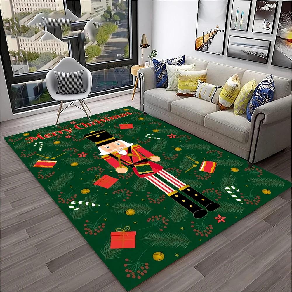 Nutcracker Christmas Tree Cartoon Fairy Tales Carpet Rug for Home Living Room Bedroom Sofa Doormat Decor,kids Non-slip Floor Mat