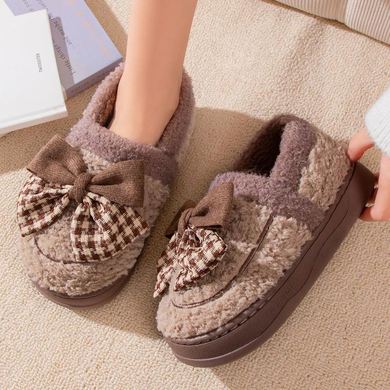 

Home cotton slippers women s autumn and winter non-slip warm plush thick bottom home wear new bag and cotton slippers women s winter 40-41 [Suitable for 39-40 feet]